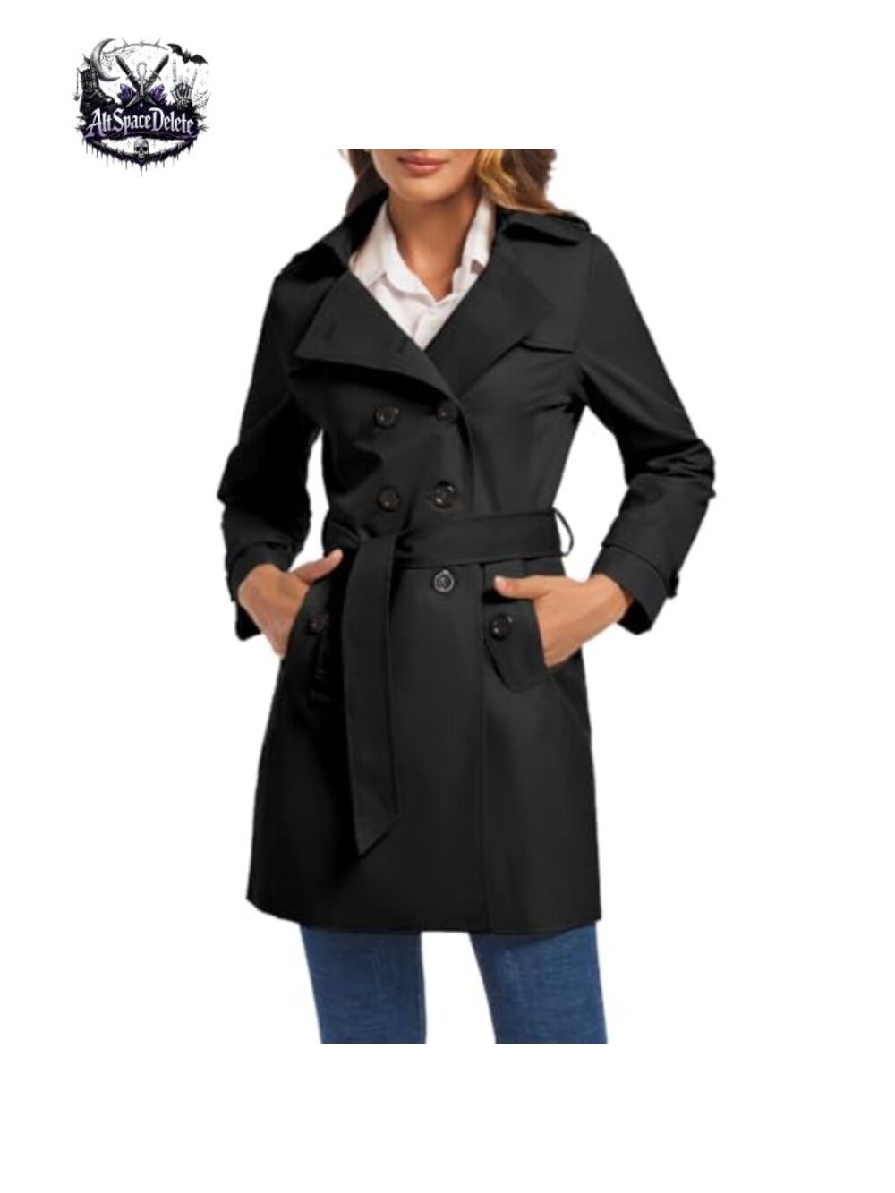 Women's Double Breasted Trench Coat Water Resistant Belted Overcoat